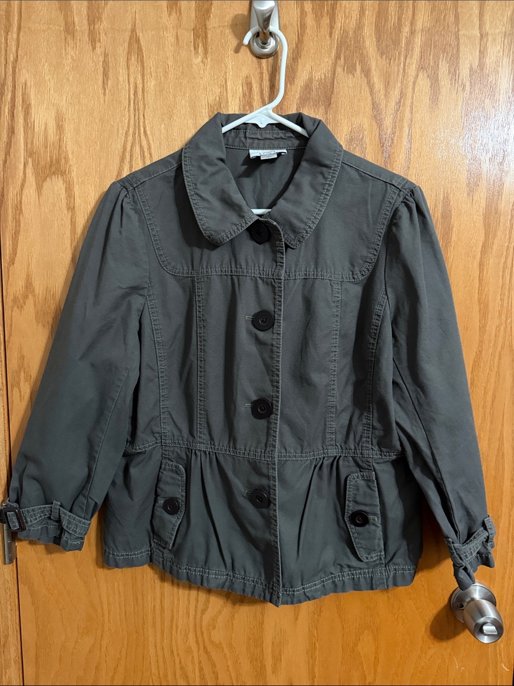 LOFT Charcoal Gray Utility Button Jacket